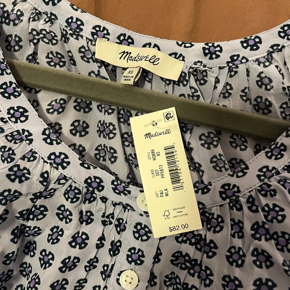 Women’s Madewell Puff-Sleeve A-Line Top in washed lavender (blue/lavender)